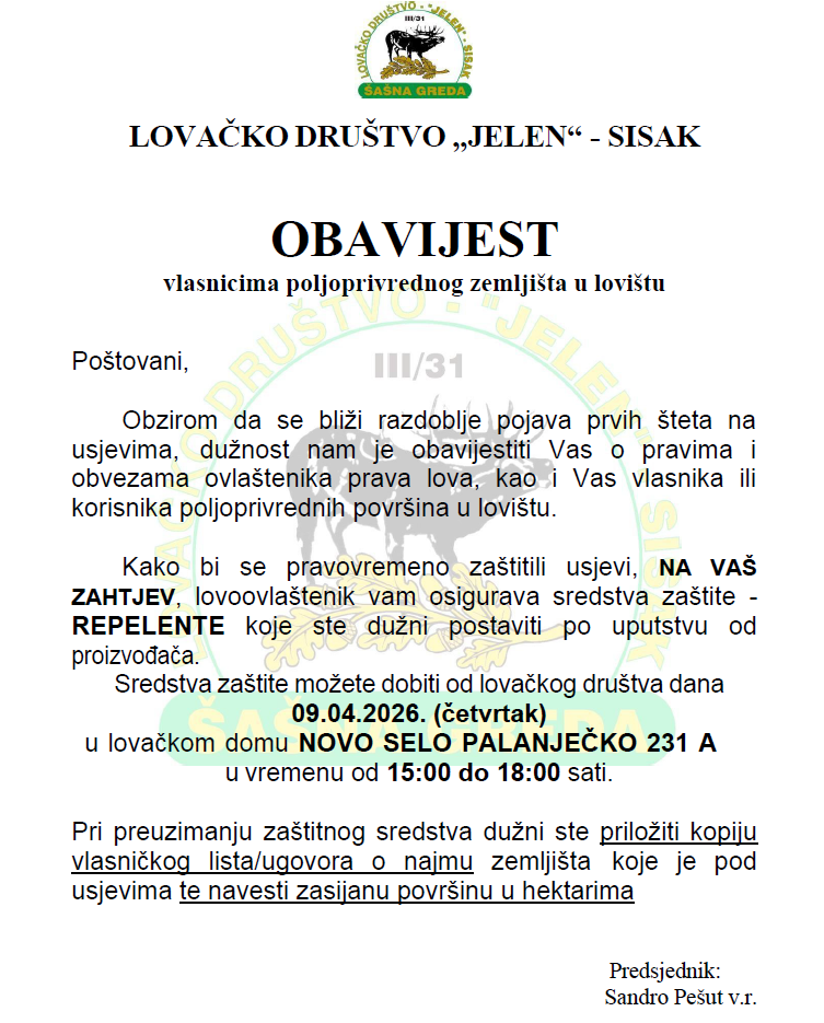 Trenutno pregledavate Obavijest vlasnicima poljoprivrednih zemljišta o podijeli Repelenata